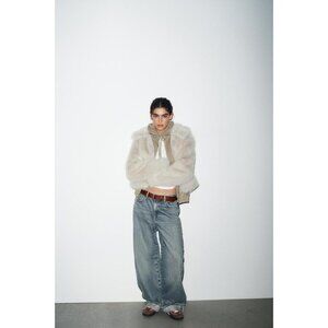 ZARA SHORT FAUX FUR ZIP-UP COAT